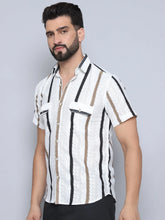 Striped Semi Sheer Casual Shirt For Men-SF-995Brown